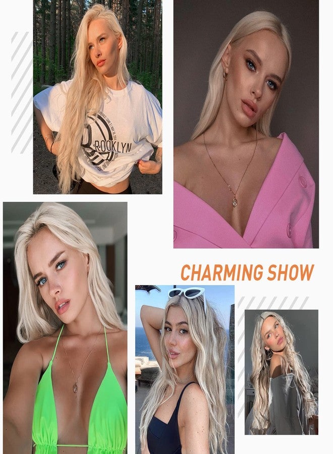 FAVE Long Blonde Wig Wavy Synthetic Wig Platinum Blonde Wig Middle Part Natural Blonde Wig Wigs for White Women(28 Inches) - Image 3